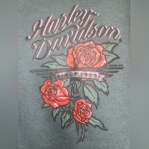NWOT Harley-Davidson "Roses🌹 Zip Front Hooded Sweatshirt" Slate Blue💙Gray🩶XL
